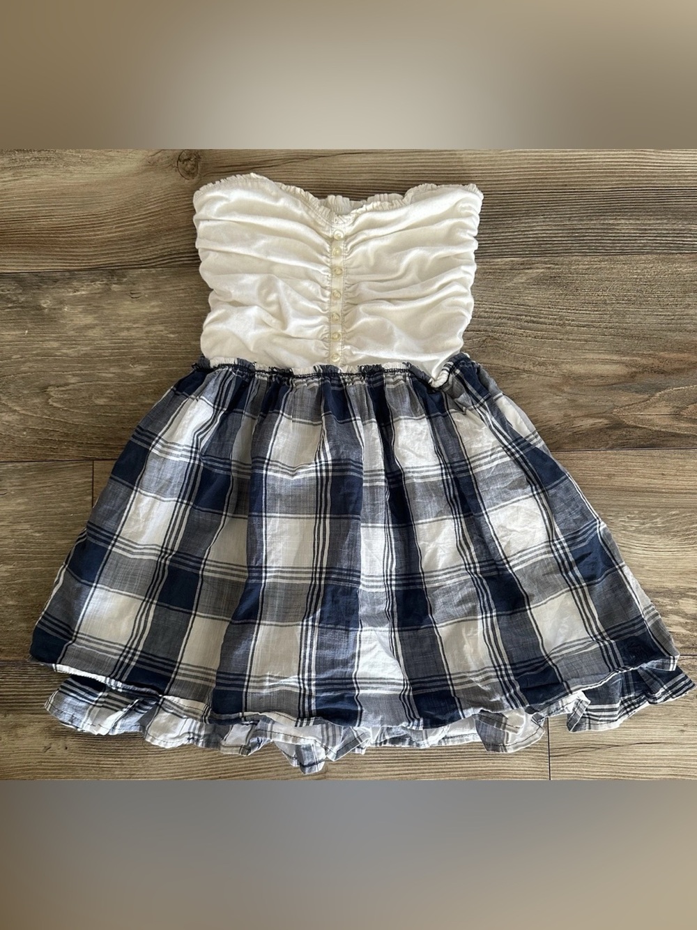 Vintage Y2K Hollister 2000s Strapless Plaid Babydoll Tube Tank Top cottagecore